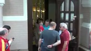Wifes,childrens and families of Spain players leaving hotel in Kiev.