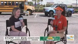 Principal Kelly York from Bayview Elementary School Joins Stuff the Bus