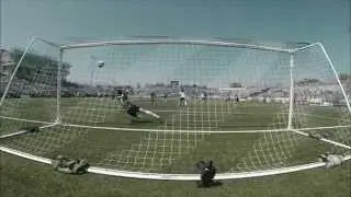 Tomi Ameobi scores for FC Edmonton on a penalty kick vs. New York Cosmos