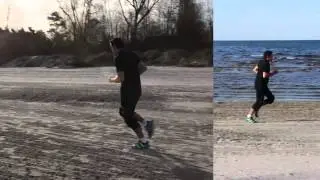 BLINDSAVE demonstrates their knee pads in hard running