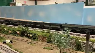 Ho Scale Baltimore & Ohio passenger train on the top level.