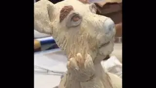 Figurative Ceramic Dog sculpture - Underglazes by Artsy Soul, Edrian Thomidis