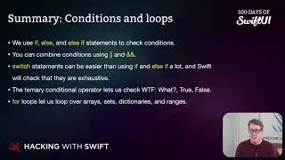Summary: Conditions and loops &ndash; Swift for Complete Beginners