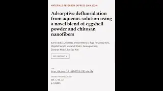 Adsorptive defluoridation from aqueous solution using a novel blend of eggshell powde... | RTCL.TV
