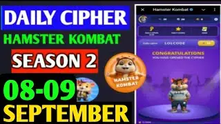 Hamster Kombat Dev Game Daily Cipher 8 September | Hamster Kombat Daily Cipher Code | Daily Combo