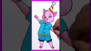 Happy Pig Cartoon Character Drawing
