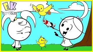 Learn to Fly ! Outside Fun Educational Video - EK Doodles Cute Animation