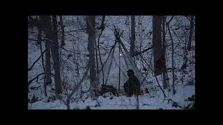 🔥 Hot Tent Camping All Day in Heavy Rain with My Dog &ndash; Making Jerky Under a Big Rock