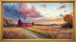 Twilight Glow on the Farm Path | 4K Frame TV Screensaver | Vintage Frame | No Sound