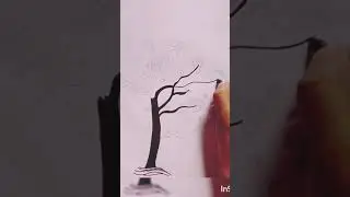 black tree and red heart drawing/easy tree drawing/black and red colour #shorts