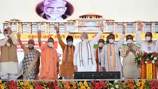 PM Modi lays foundation stone of Raja Mahendra Pratap Singh State University in Aligarh, UP.