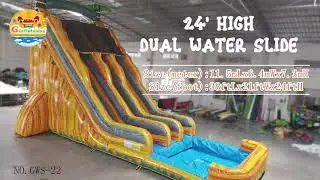 24' High inflatable dual water slide commercial grade slide by ginflatables