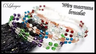 Alternating square knot wire macrame bracelet