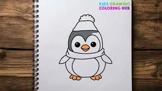 HOW TO DRAW A CUTE CARTOON PENGUIN EASY STEP BY STEP 🐧❤️Cute Animal Drawing for Kids