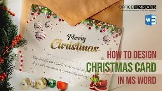 Christmas greeting card design in MS Word with Xmas Tree, Ornaments and Santa