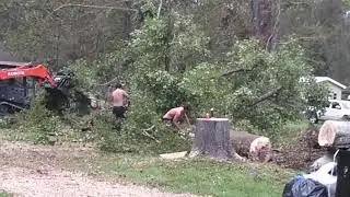 Throwing trees with Bryan Jackson's tree crew in hurricane lda