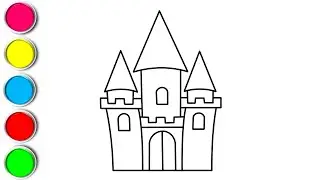 تلوين قلعة جميلة رسم وتلوين للاطفال | Coloring a beautiful castle | Drawing and coloring for kids