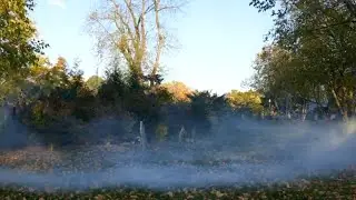 Happy Halloween!  Spooky foggy graveyard scene with music