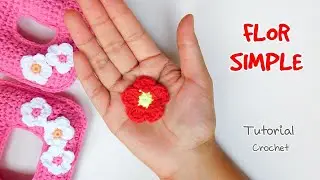 Como tejer una Flor simple a crochet-ganchillo. F&aacute;cil y r&aacute;pido. Principiantes