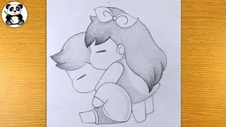 Cute anime romantic couple pencil drawing | cute drawings ​⁠@TaposhiartsAcademy