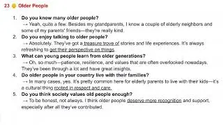 SPEAKING SAMPLES - TOPIC 23 OLDER PEOPLE 