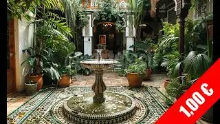 Mosaic Riad Fountain &ndash; HD Courtyard Stock Footage