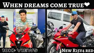 TAKING DELIVERY OF OUR NEW 2022 R15v4 RED COLOUR ❤️ | dream come true |#r15 #r15v4 #yamaha #youtube