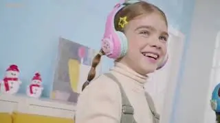 Riwbox WT-7S Kids Headphones, LED Light Up Wireless Foldable Stereo Headset with Microphone