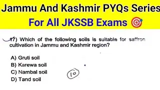Jammu And Kashmir PYQs Series | For All JKSSB Exams | By Rohani Sir | J&K Previous Years Questions 