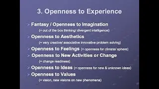 Openness, the relevance of the 6 sub-dimensions for entrepreneurship