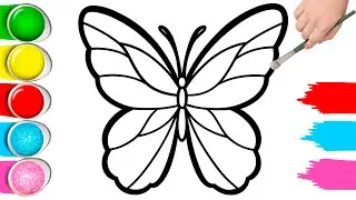 Glitter Butterfly Coloring Page for Kids 🦋✨ | How to Draw a Simple Butterfly