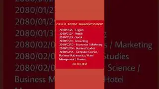 Class 12 Exam Routine | Grade 12 Board Exam Routine 2080