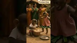 cutest jungle 🌴 concert ever baby monkey 🐒 dancing while Dad drops beats 🥁🎶 #monkey #shorts #village