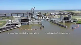 2806 New Orleans Seabrook Floodgate Complex industrial canal stock footage