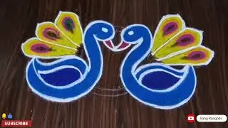 Colorful muggulu for New Year and Sankranthi beautiful muggulu kolam Rangoli design ✨️ 