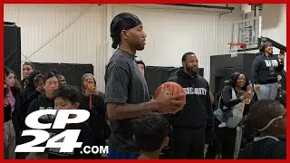Kawhi Leonard hosts basketball clinic in Scarborough