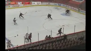 Brannstrom defending vs. Oilers