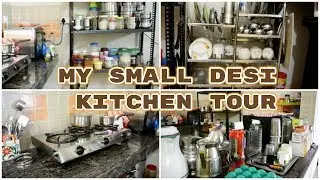 My Small Indian kitchen tour in rented apartment|Organising non modular kitchen |PreetyIndanGal