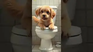 Dog sitting on toilet
