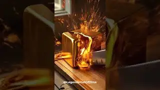 Knife Slices Gold Cube &ndash; Molten Treasure Explosion 🪙🔥 #slowmotion #slowmo  #KnifeCut  #foryou #fyp