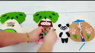 Panda house - Silent book-Quiet Book-Magic Mini Book-Felt activity book