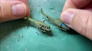 GHQ Micro Armour Huey helicopter UH-1D painting the glass windows 1/285 or 6mm scale