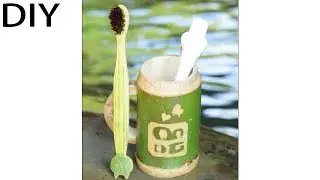 [primitive technology] Making toothbrush with bamboo~ #DIY