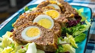 Egg-Stuffed Meatloaf recipe, very simple, delicious, and looks great