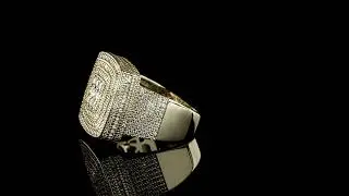 Hip Hop Urban Style Ring - 14k Gold Plated Real Solid 925 Sterling Silver Men CZ Ring