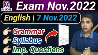 English Most Important Grammar-Syllabus-Q. Ans | NIOS Exam Oct.2022