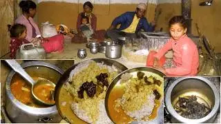 dharme brother cooks buff soup curry and rice for the family || Village cooking || rural Nepal  ||