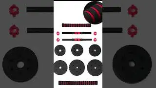 Maxstrength Adjustable Vinyl Dumbbells & Barbell Set | Red/Black | Home Gym Strength Training