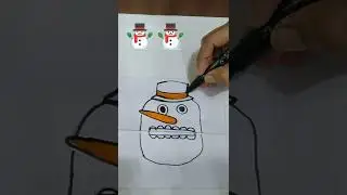 Snowman surprise open mouth 😍⛄ Shorts #youtubeshorts  #art  #chritsmas