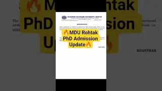 💥MDU PhD Admission Update💥 #shorts #mdu #mdurohtak #phd #phdadmissions #latestphdform #phd #phdpulse